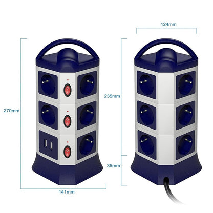Retractable Extension Cord Multi-Socket Tower EU Plug by HitMyNeed