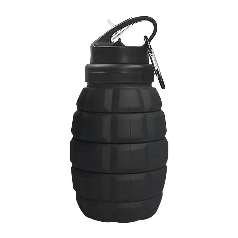 Retractable Foldable Silicone Water Bottle 580ml black by HitMyNeed