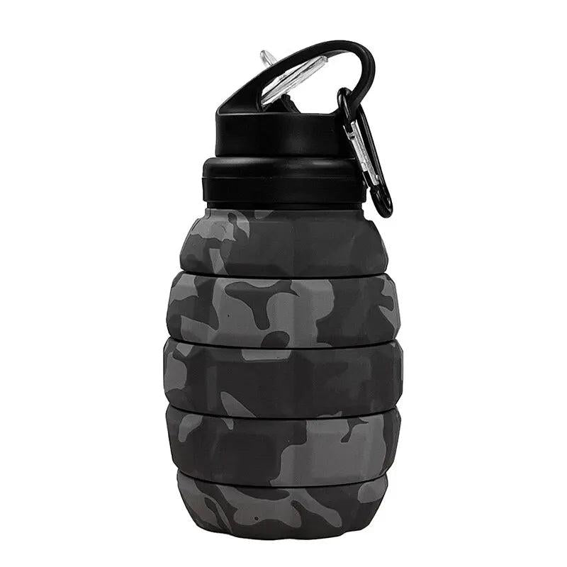 Retractable Foldable Silicone Water Bottle 580ml camouflage-gray by HitMyNeed