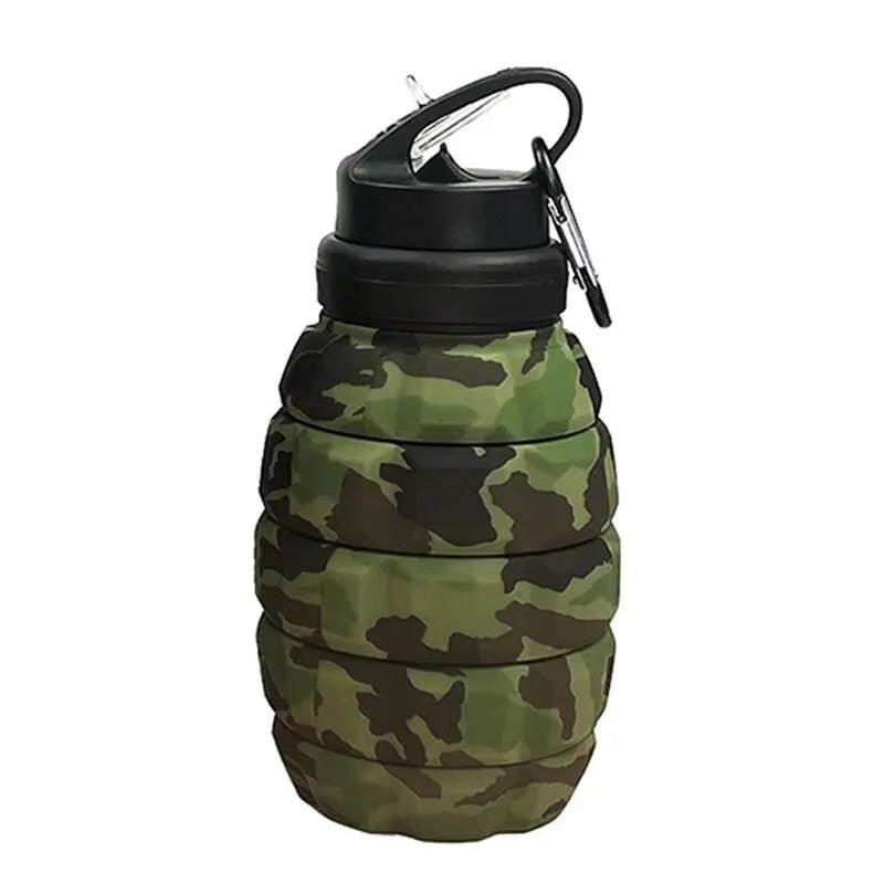 Retractable Foldable Silicone Water Bottle 580ml camouflage-green by HitMyNeed