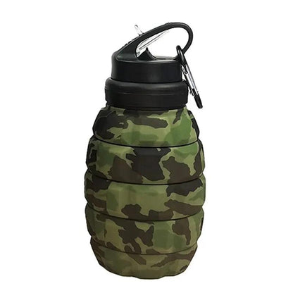 Retractable Foldable Silicone Water Bottle 580ml camouflage-green by HitMyNeed