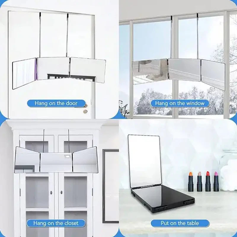 Retractable Hanging Three-Way Folding Makeup Mirror by HitMyNeed