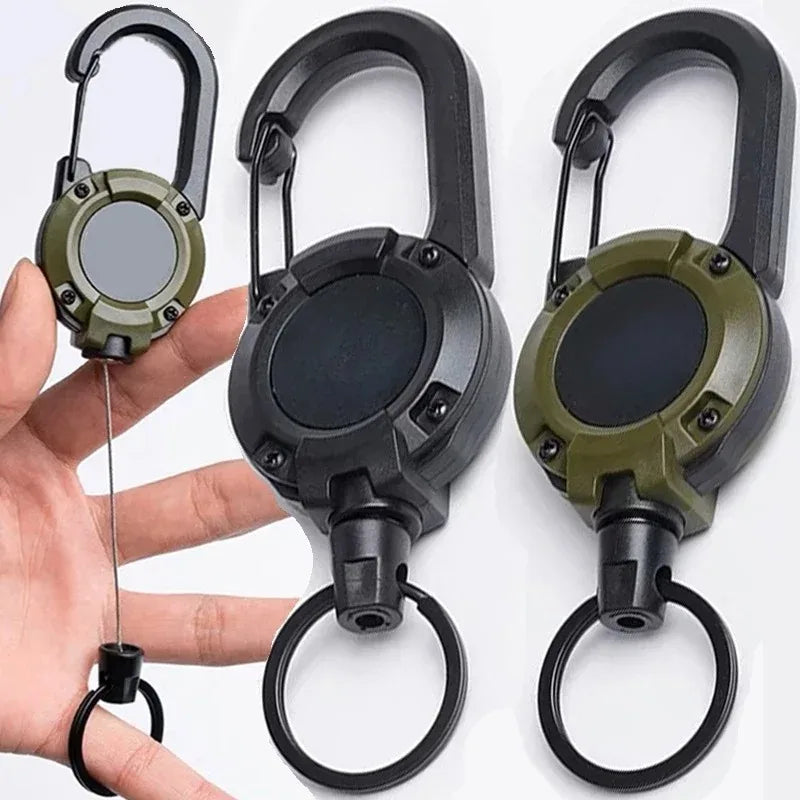 Retractable Heavy Duty Carabiner Keychain with Steel Cable by HitMyNeed