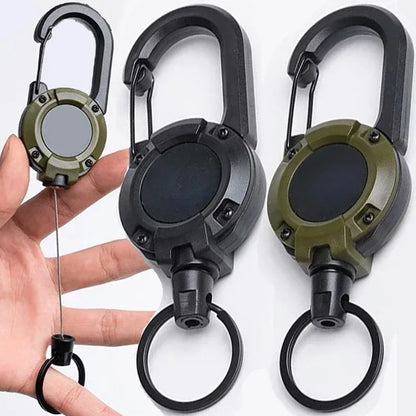 Retractable Heavy Duty Carabiner Keychain with Steel Cable by HitMyNeed