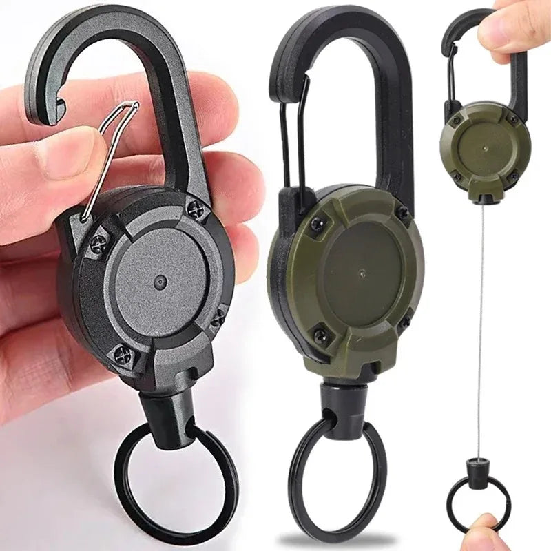 Retractable Heavy Duty Carabiner Keychain with Steel Cable by HitMyNeed
