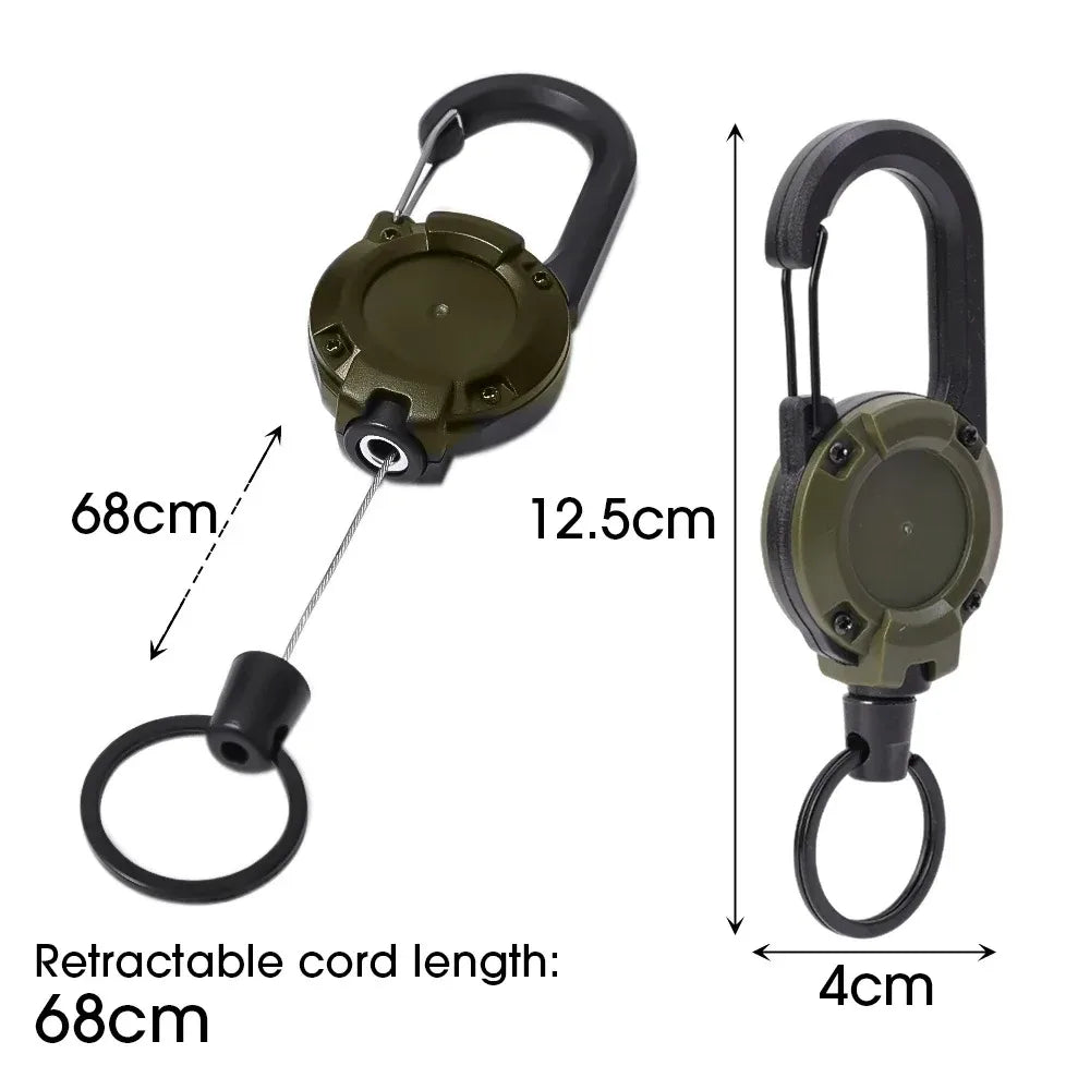 Retractable Heavy Duty Carabiner Keychain with Steel Cable by HitMyNeed