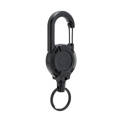 Retractable Heavy Duty Carabiner Keychain with Steel Cable black by HitMyNeed