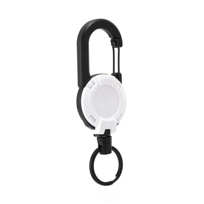 Retractable Heavy Duty Carabiner Keychain with Steel Cable white by HitMyNeed