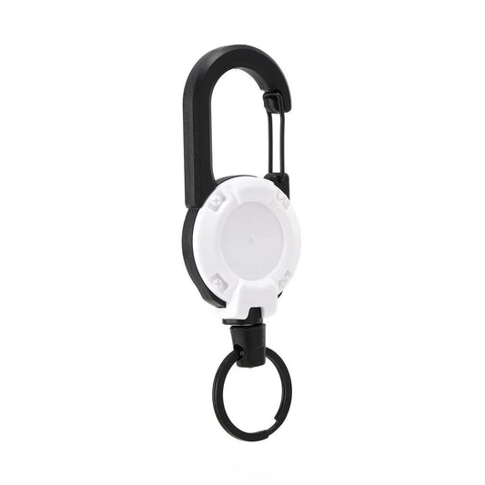Retractable Heavy Duty Carabiner Keychain with Steel Cable white by HitMyNeed