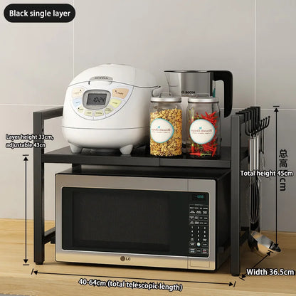 Retractable Multi-Layer Microwave & Kitchen Storage Rack by HitMyNeed
