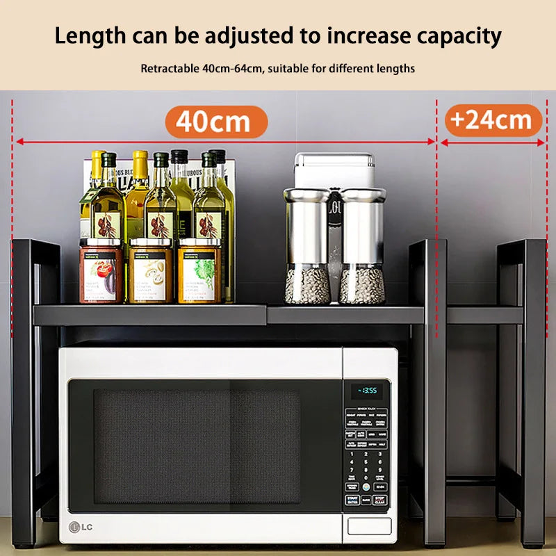 Retractable Multi-Layer Microwave & Kitchen Storage Rack by HitMyNeed