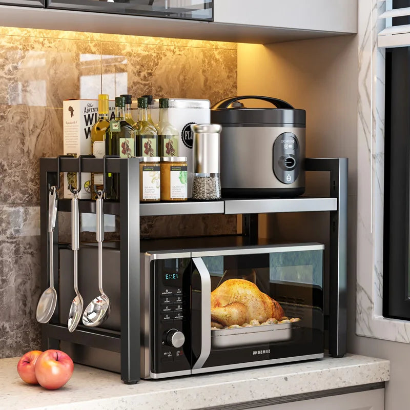 Retractable Multi-Layer Microwave & Kitchen Storage Rack by HitMyNeed
