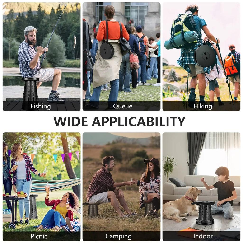 Retractable Portable Telescopic Camping Stool, 400 lbs by HitMyNeed