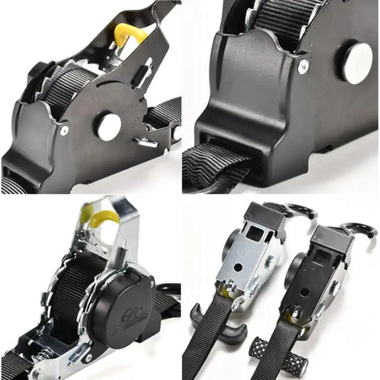Retractable Ratchet Cargo Straps for Cars & Motorcycles by HitMyNeed
