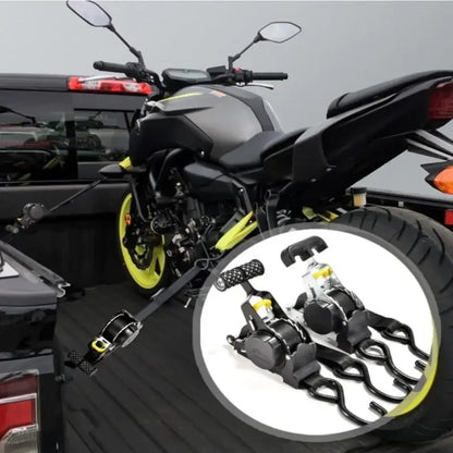 Retractable Ratchet Cargo Straps for Cars & Motorcycles by HitMyNeed