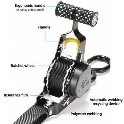 Retractable Ratchet Secure Cargo Straps for Cars & Motorcycles by HitMyNeed