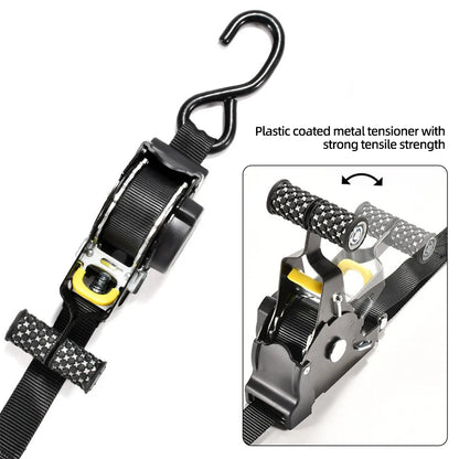 Retractable Ratchet Secure Cargo Straps for Cars & Motorcycles by HitMyNeed