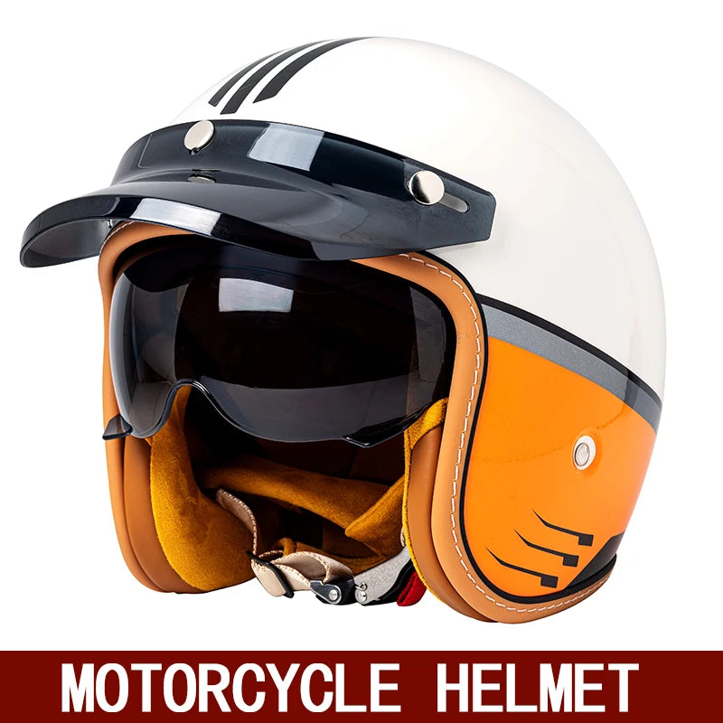 Retro 3/4 Semi-Open Motorcycle Helmet for Winter mt-5-2 m by HitMyNeed