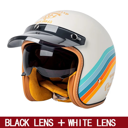 Retro 3/4 Semi-Open Motorcycle Helmet for Winter mt-5-4 m by HitMyNeed