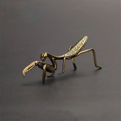 Retro Copper Praying Mantis Figurine by HitMyNeed