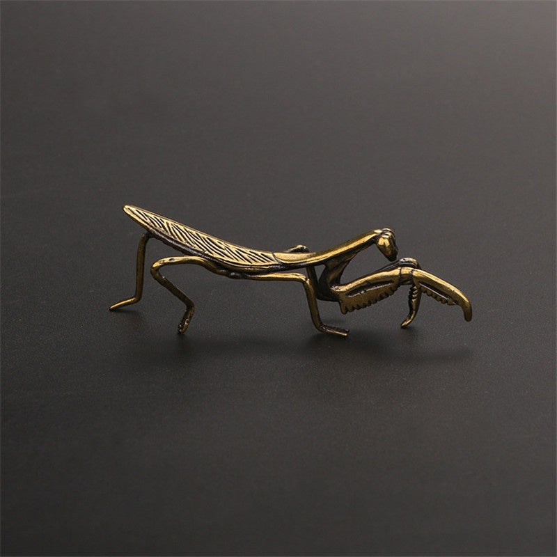 Retro Copper Praying Mantis Figurine by HitMyNeed
