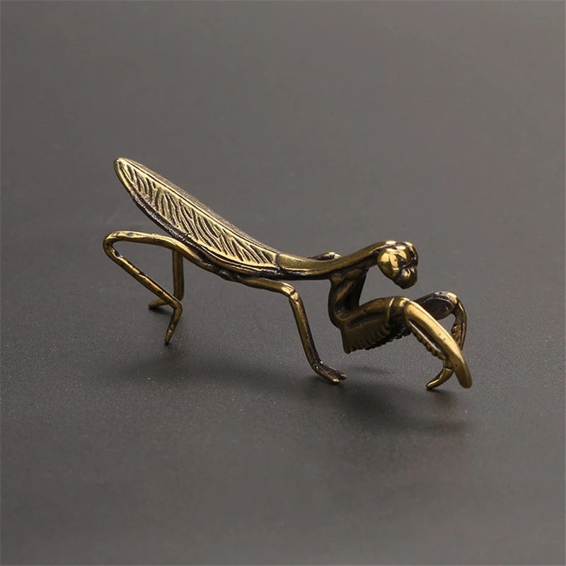 Retro Copper Praying Mantis Figurine by HitMyNeed