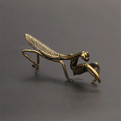 Retro Copper Praying Mantis Figurine by HitMyNeed