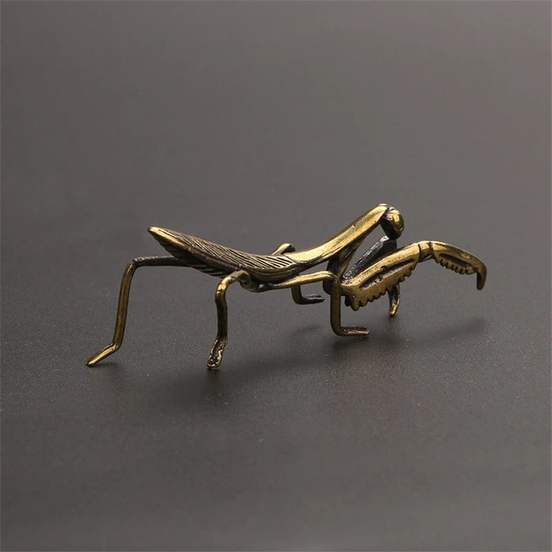 Retro Copper Praying Mantis Figurine by HitMyNeed