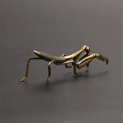 Retro Copper Praying Mantis Figurine by HitMyNeed