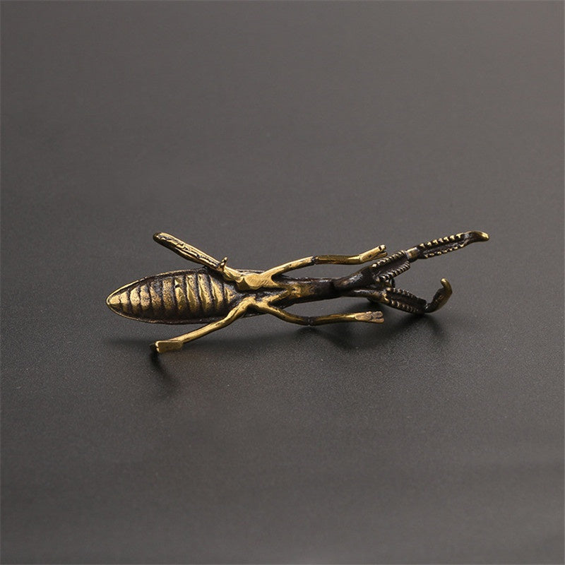 Retro Copper Praying Mantis Figurine by HitMyNeed