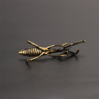 Retro Copper Praying Mantis Figurine by HitMyNeed
