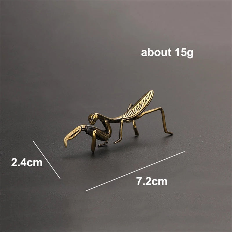 Retro Copper Praying Mantis Figurine by HitMyNeed