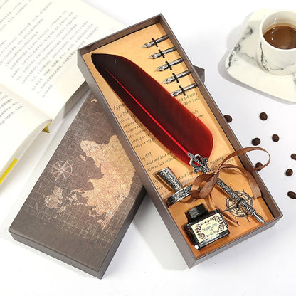 Retro Feather Dip Calligraphy Quill Pen Set by HitMyNeed