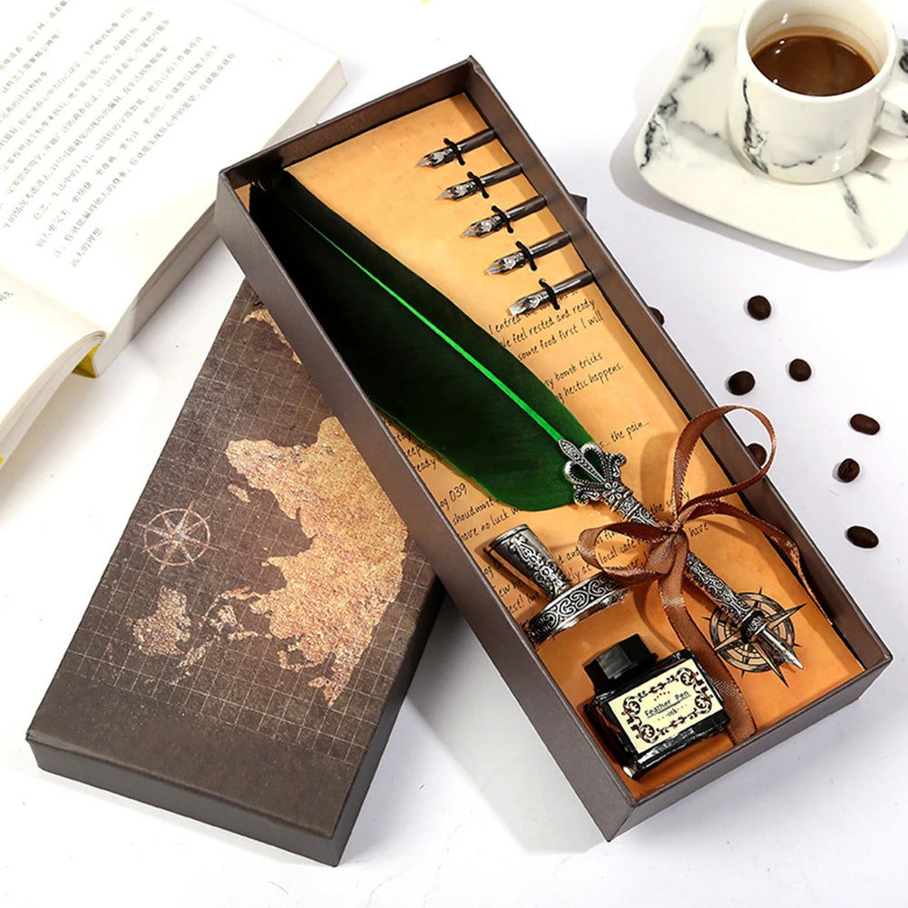 Retro Feather Dip Calligraphy Quill Pen Set by HitMyNeed