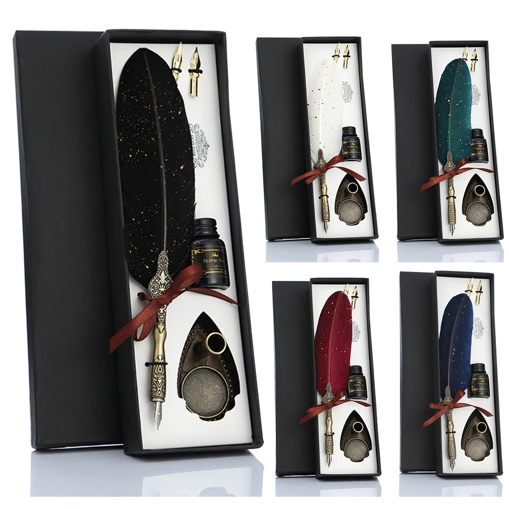 Retro Feather Dip Calligraphy Quill Pen Set by HitMyNeed