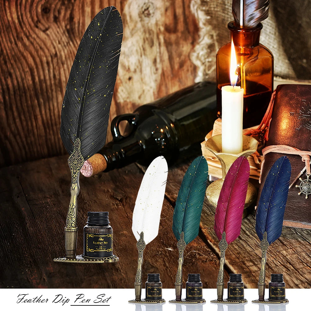 Retro Feather Dip Calligraphy Quill Pen Set by HitMyNeed