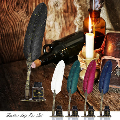 Retro Feather Dip Calligraphy Quill Pen Set by HitMyNeed