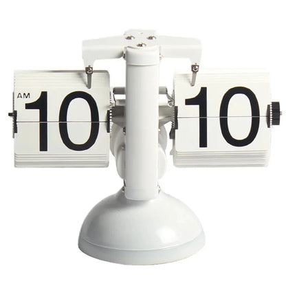 Retro Flip Desk Clock with Mechanical Display all-white by HitMyNeed
