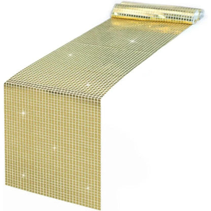Retro Glitter Sequin Table Runner for Parties champagne-gold 33x275cm by HitMyNeed