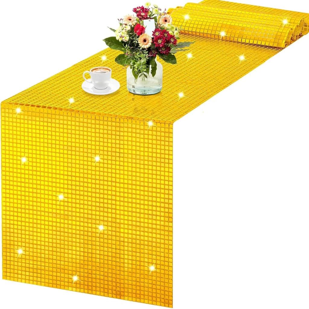 Retro Glitter Sequin Table Runner for Parties gold 33x180cm by HitMyNeed