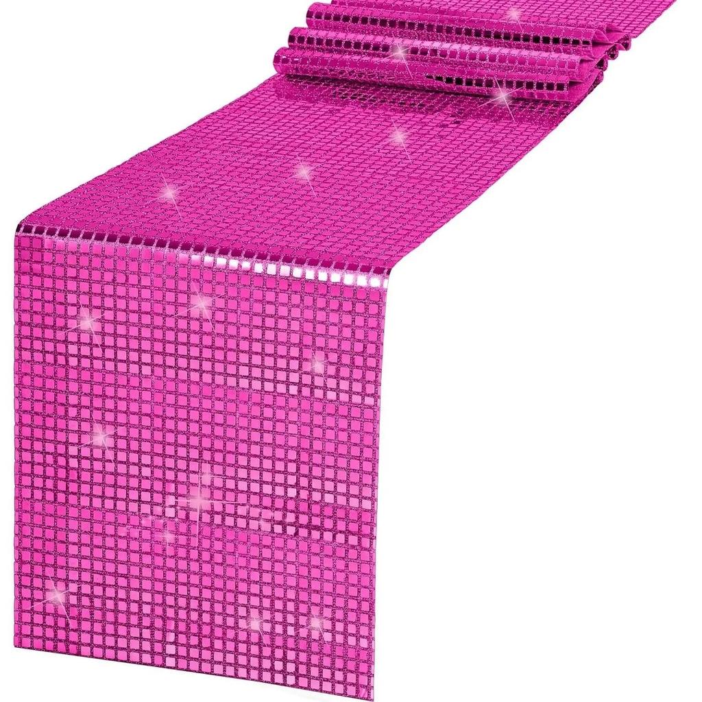 Retro Glitter Sequin Table Runner for Parties rose 33x180cm by HitMyNeed