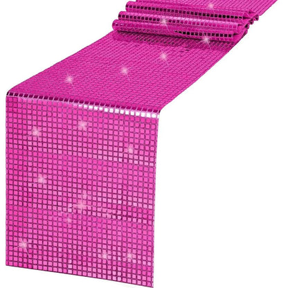 Retro Glitter Sequin Table Runner for Parties rose 33x180cm by HitMyNeed