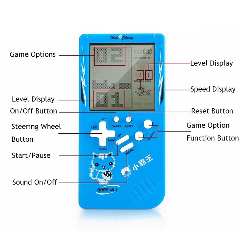 Retro Handheld Puzzle Game Console for Kids - Blue by HitMyNeed