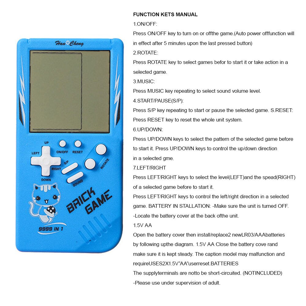 Retro Handheld Puzzle Game Console for Kids - Blue by HitMyNeed