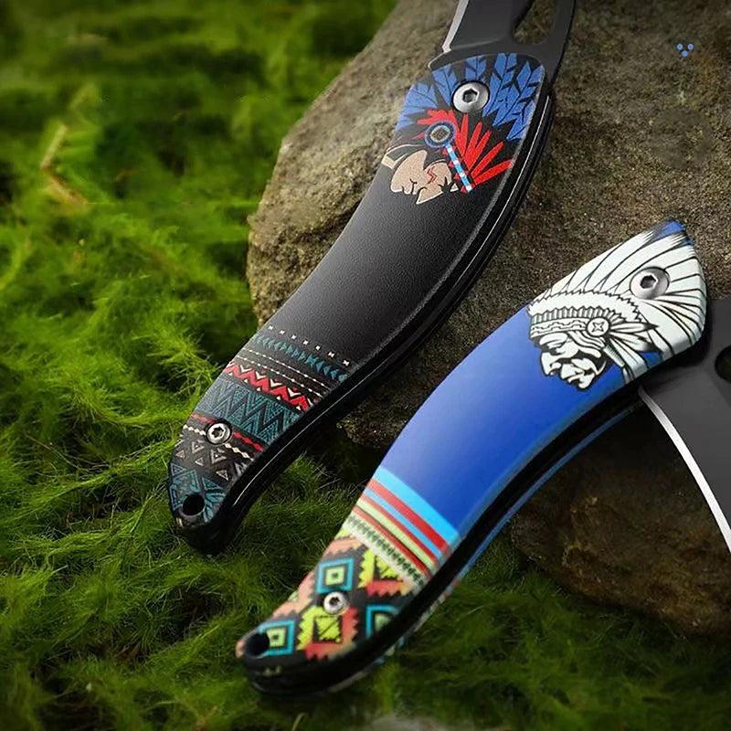 Retro Indian Pattern Folding Pocket Knife by HitMyNeed