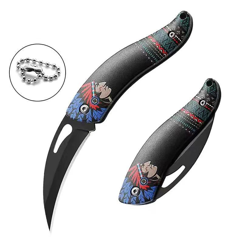 Retro Indian Pattern Folding Pocket Knife black by HitMyNeed
