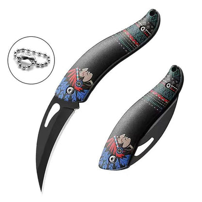 Retro Indian Pattern Folding Pocket Knife black by HitMyNeed