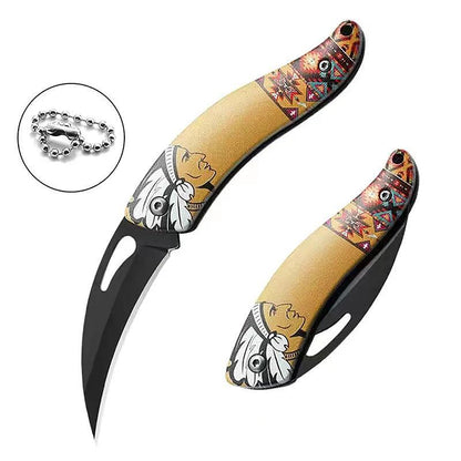 Retro Indian Pattern Folding Pocket Knife yellow by HitMyNeed