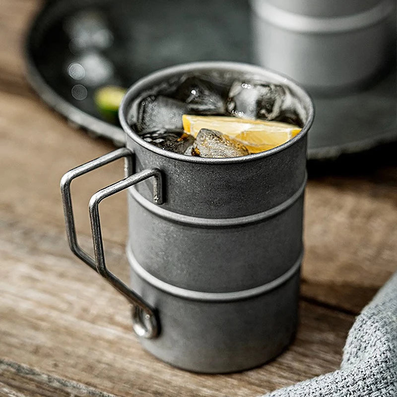 Retro Industrial Oil Barrel Stainless Steel Mug 380ml by HitMyNeed
