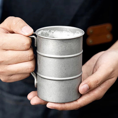 Retro Industrial Oil Barrel Stainless Steel Mug 380ml by HitMyNeed